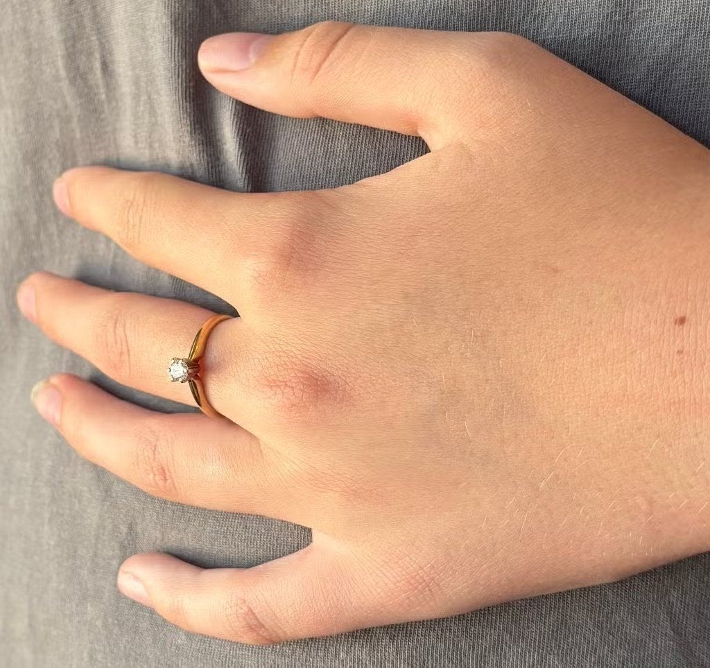 Diamant solitair 14k gouden ring dames briljant liefde, Ophalen of Verzenden, Zo goed als nieuw, Dame of Heer, Met edelsteen