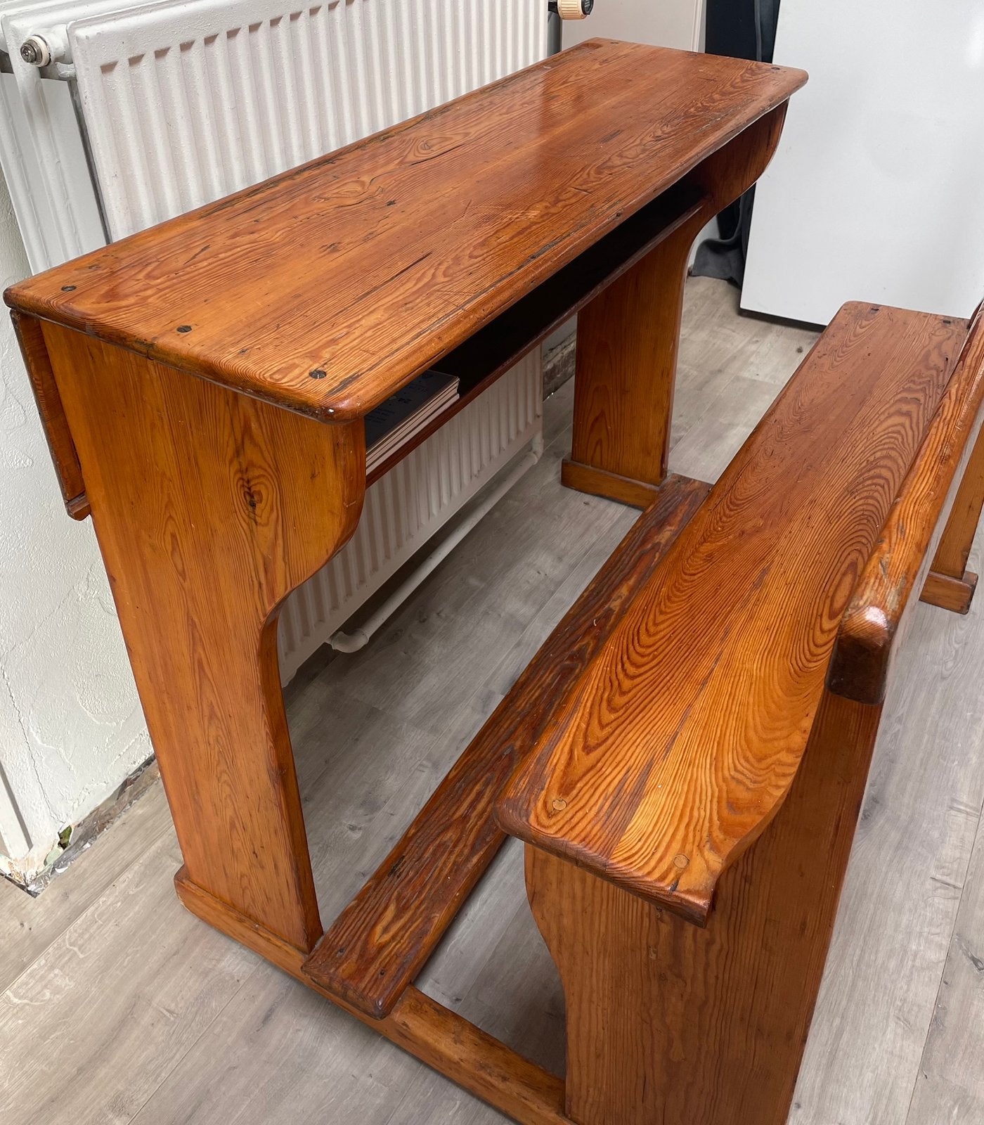 Oude houten  schoolbank ( 2 plaatsen), Ophalen