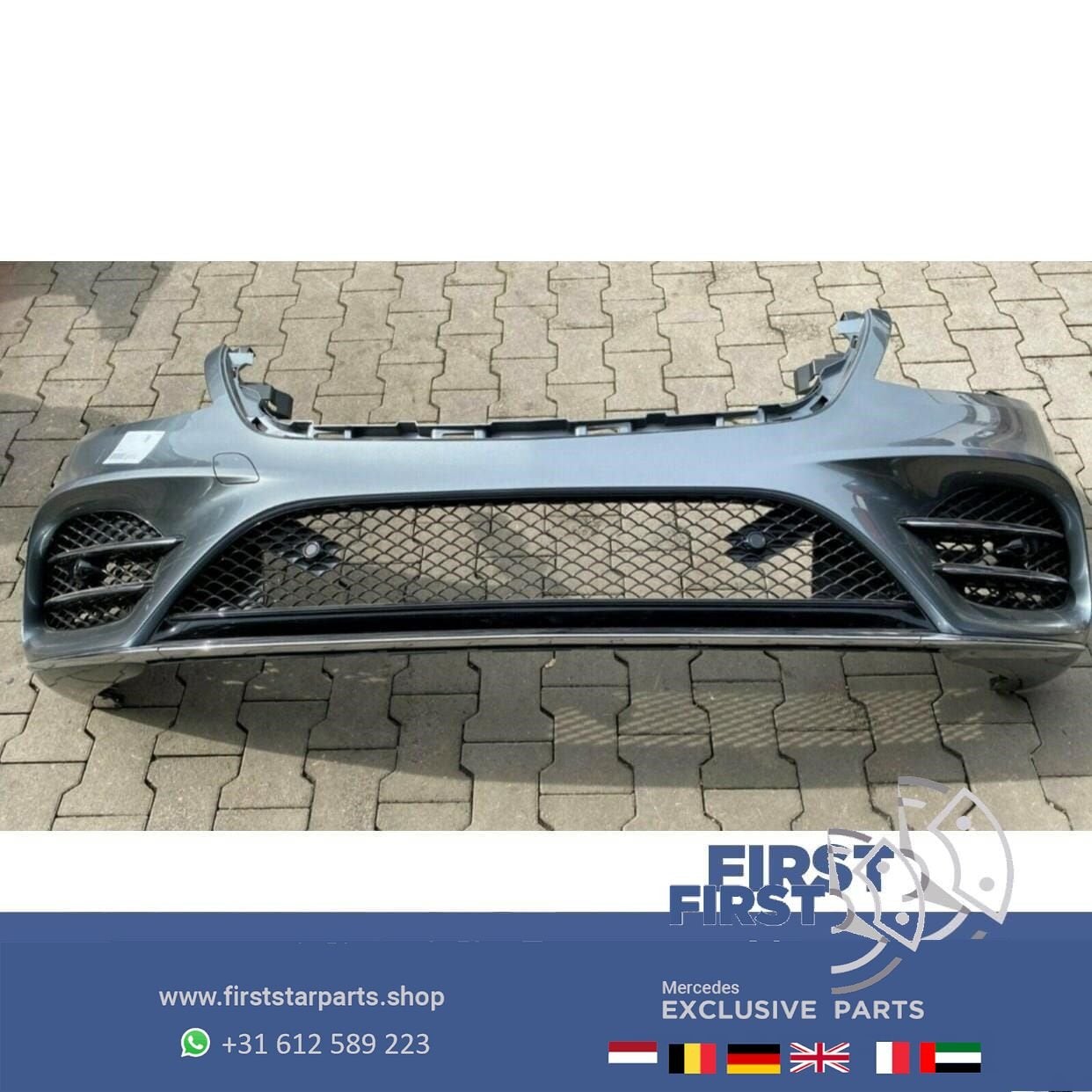 W222 AMG VOORBUMPER COMPLEET ZWART WIT GRIJS origineel Merce, Auto-onderdelen, Gebruikt, -, Voor, Ophalen of Verzenden