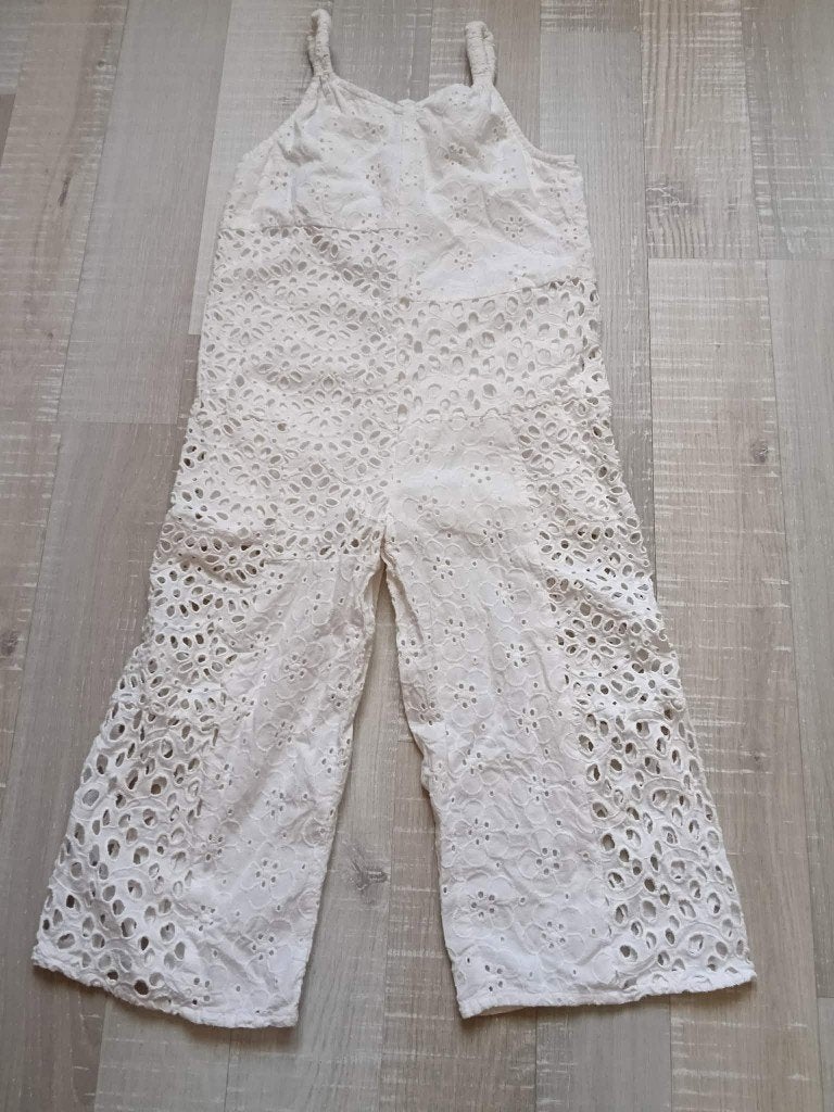 kanten jumpsuit wit Zara maat 116, Kinderen en Baby's, Kinderkleding | Maat 116, Broek, Meisje, Ophalen of Verzenden, Zo goed als nieuw