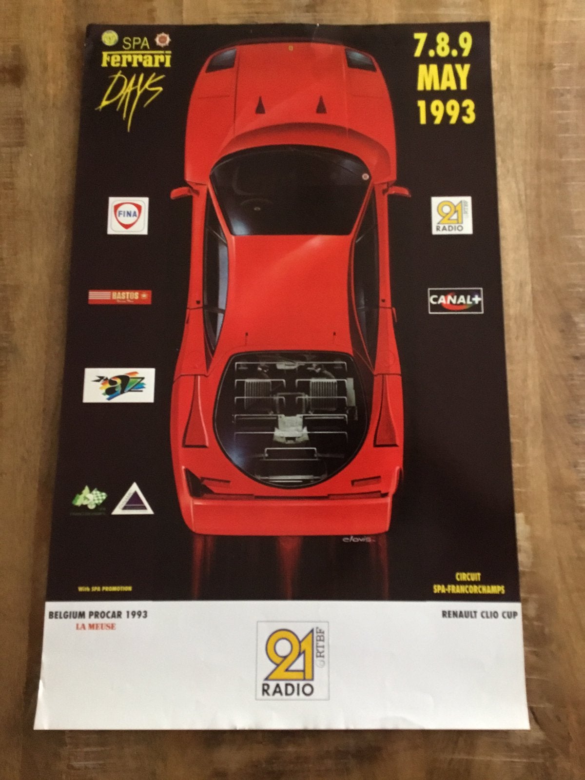 Affiche des Spa Ferrari Days 1993, Collections, Enlèvement ou Envoi, Comme neuf