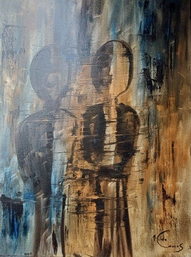 Kunsthandel Gennep - "Two Faces", Antiek en Kunst, Kunst | Schilderijen | Modern, Ophalen of Verzenden, Gesigneerd, Olieverf
