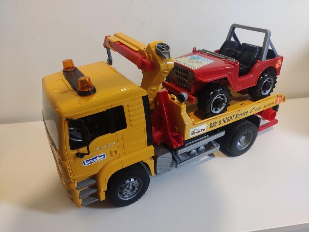 BRUDER takelwagen MAN schaal 1:16 niet compleet, Kinderen en Baby's, Ophalen, Gebruikt
