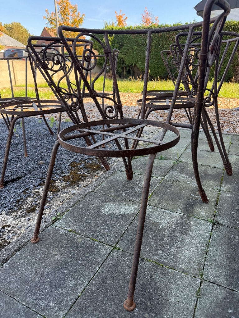 8 sierlijke tuinstoelen uit staal, Ophalen, Zo goed als nieuw, Metaal, Stapelbaar