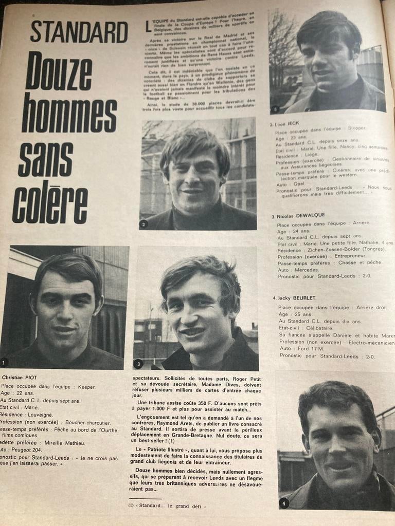 Standard de Liège 1970 Football - Le Patriote Illustré, Ophalen of Verzenden