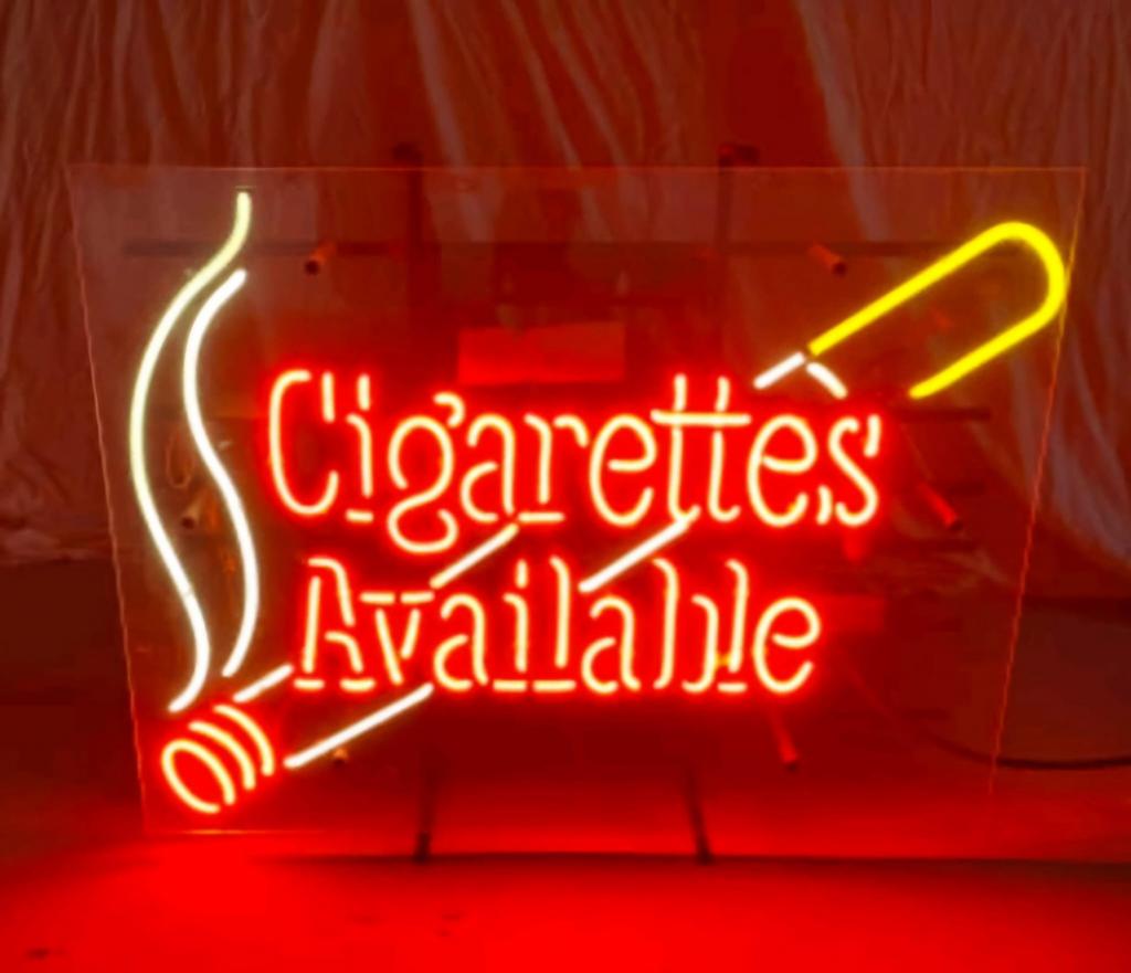 Enseigne lumineuse cigarettes Mancave neon collectionneur, Enlèvement, Comme neuf, Table lumineuse ou lampe (néon)