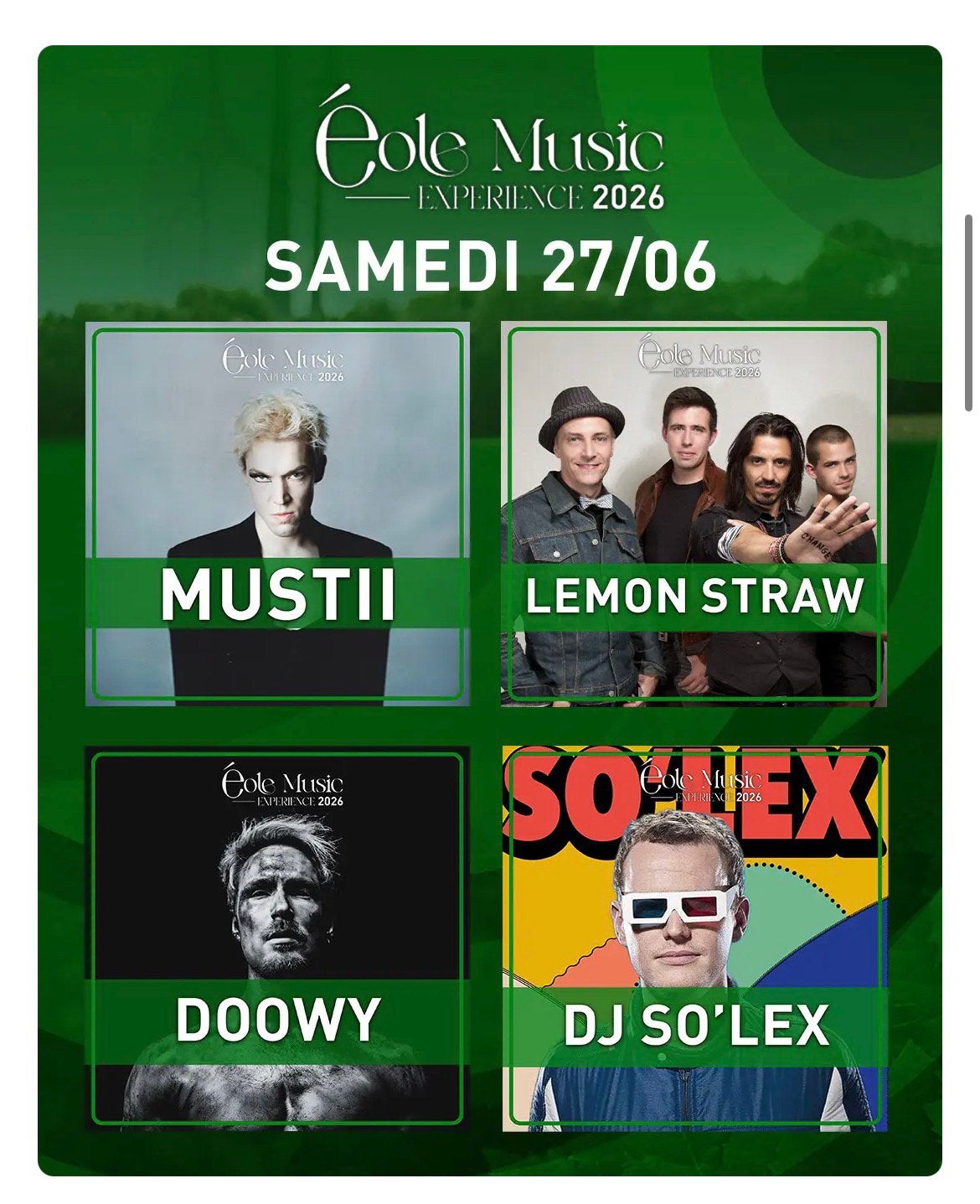 4 tickets Eole Music experience 2026 27 juin 2026, Tickets & Billets