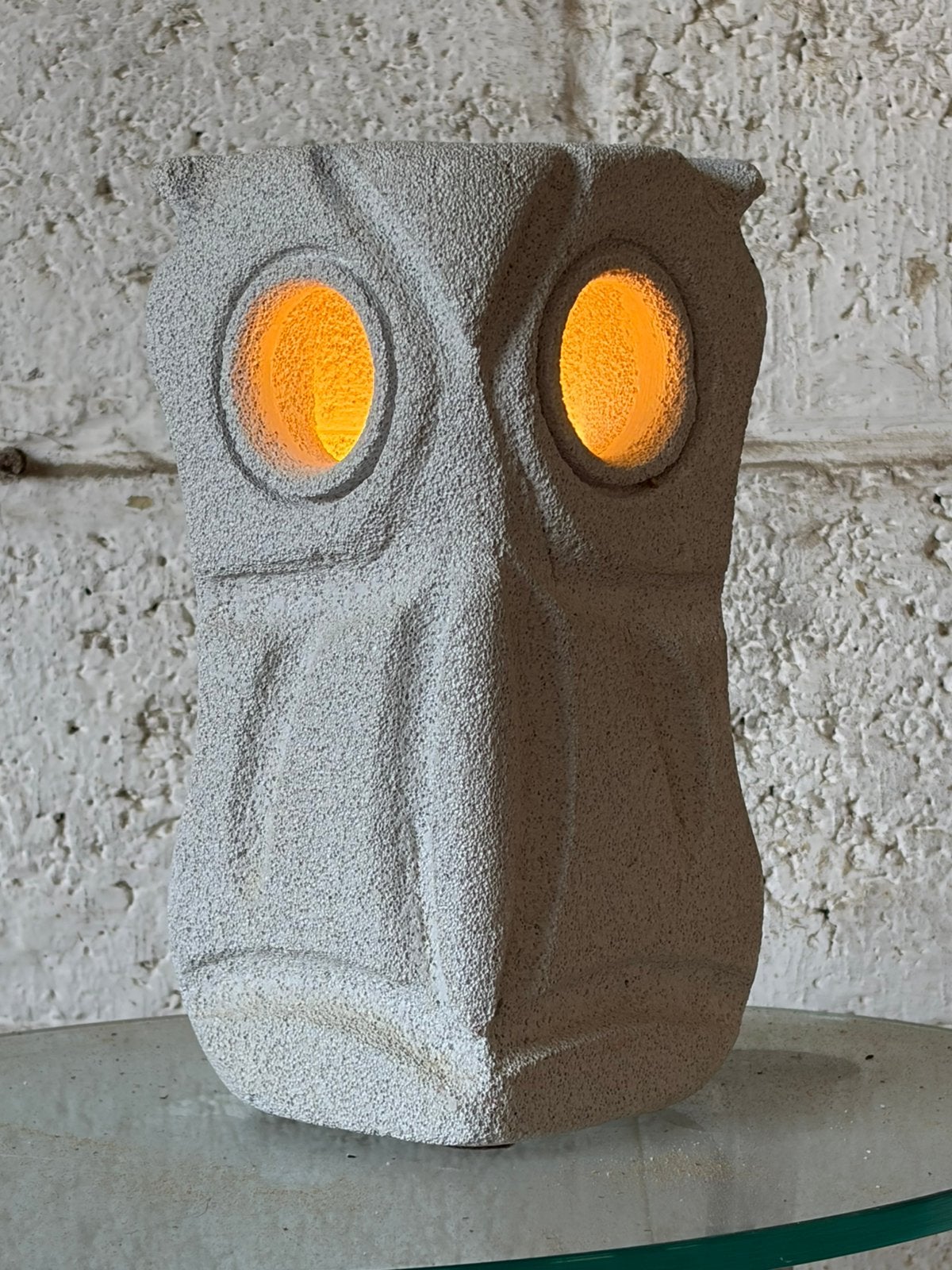 Stenen sculptuur lamp met uil 26 cm, Ophalen, Zo goed als nieuw