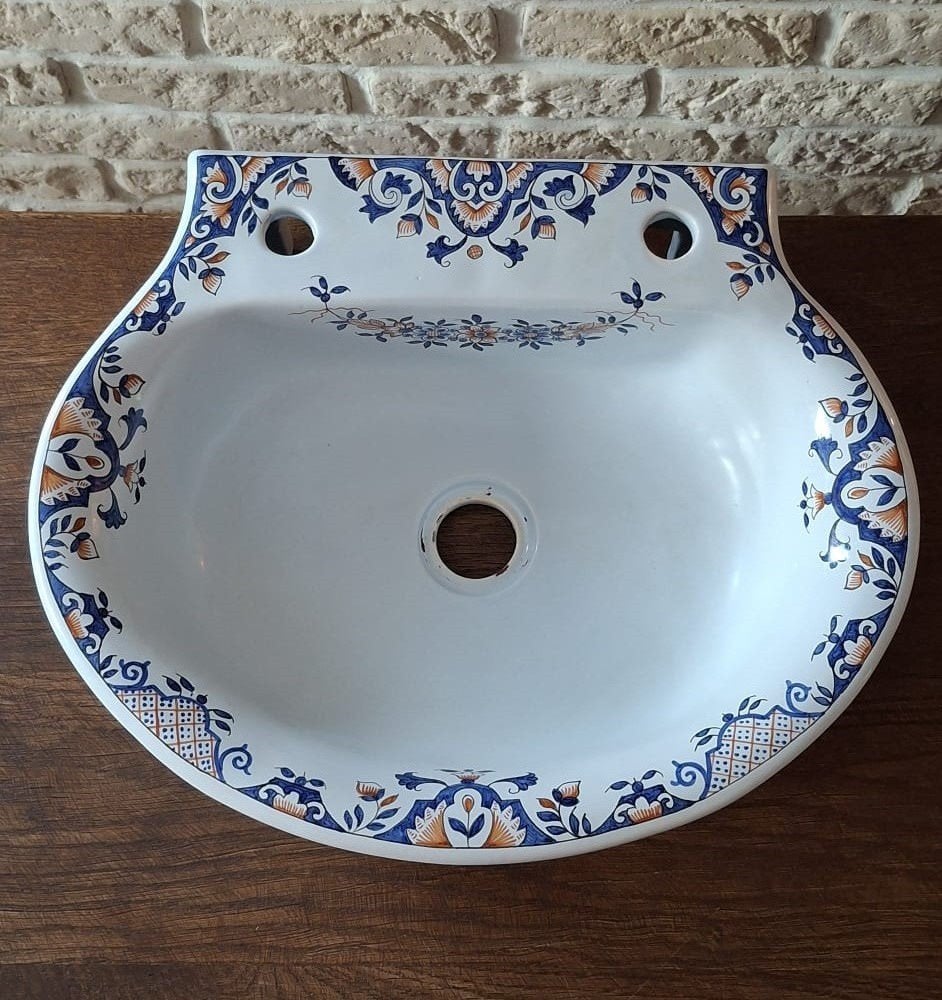 Vintage handgeschilderde lavabo “Vieux Rouen”, Ophalen, Gebruikt, Overige typen