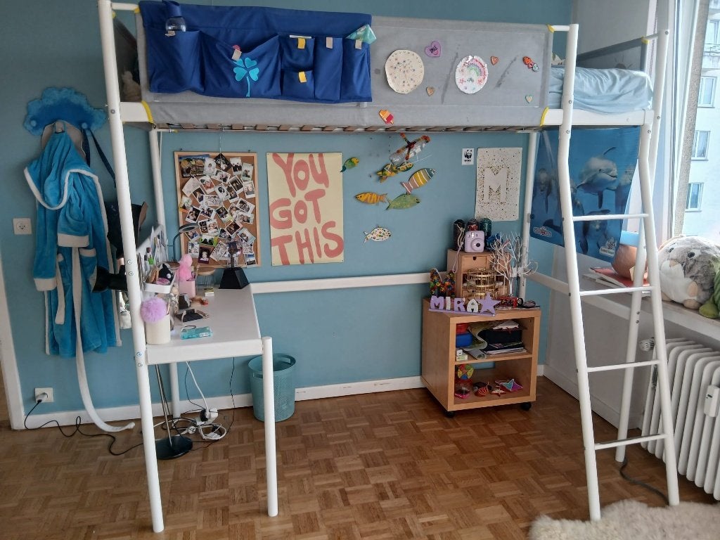 Lit mezzanine avec bureau, 90 cm, Une personne, Enlèvement, Utilisé
