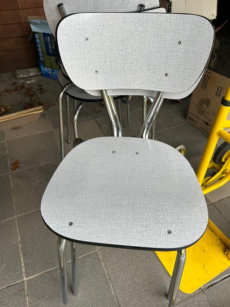 Retro stoelen (6 stuks), Ophalen, Gebruikt, Grijs, Vijf, Zes of meer stoelen