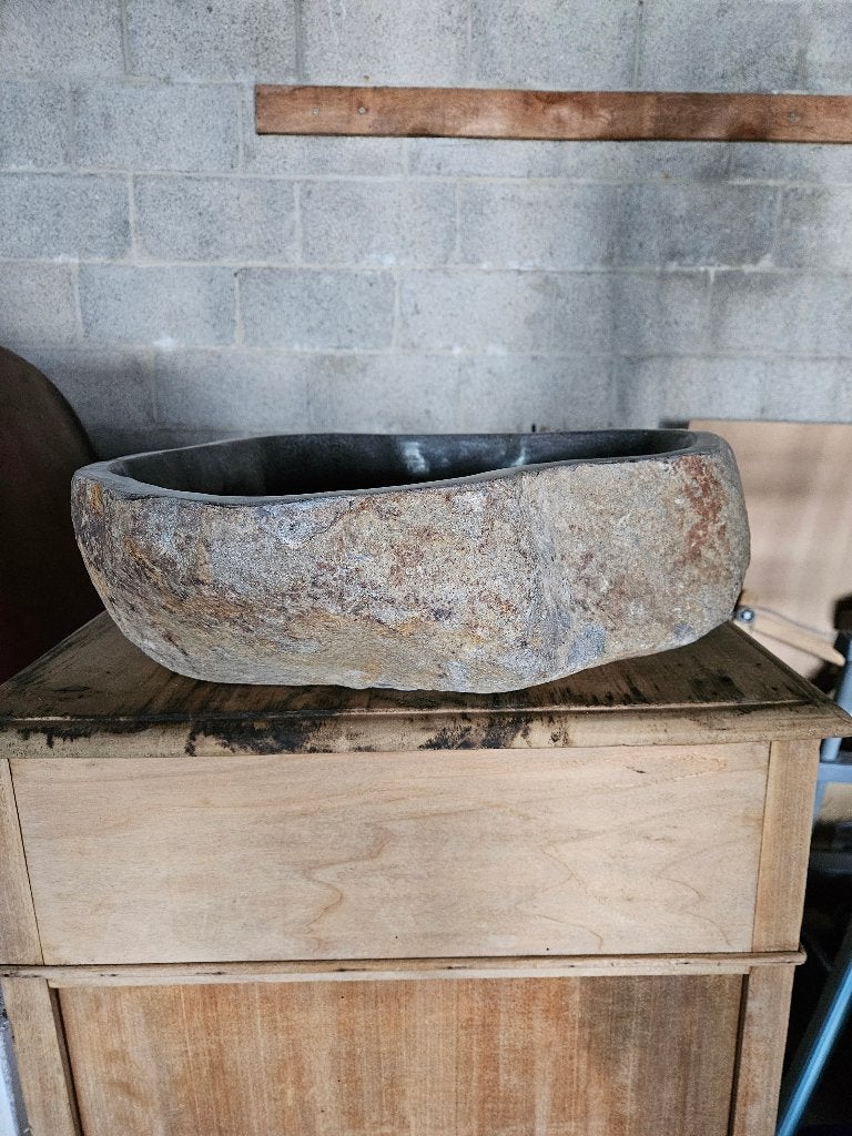 Sanitair | 40x50 cm | Lavabo Bluestone Ascona, Ophalen, Nieuw, Steen, Wastafel