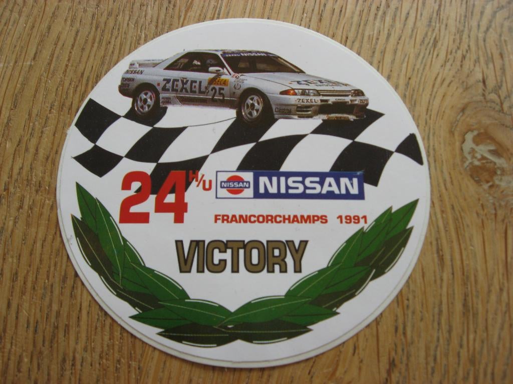 Sticker Nissan 24h/u Francorchamps 1991 Victory 10,5 cm, Ophalen of Verzenden, Nieuw, Auto of Motor