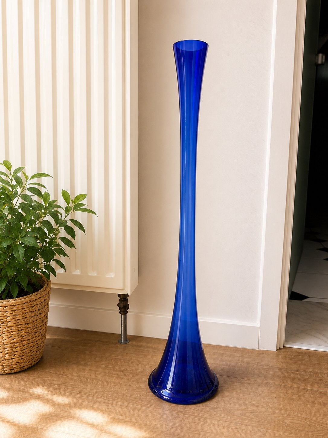 Vase soliflore xxl verre bleu cobalt, Enlèvement, Bleu, Verre