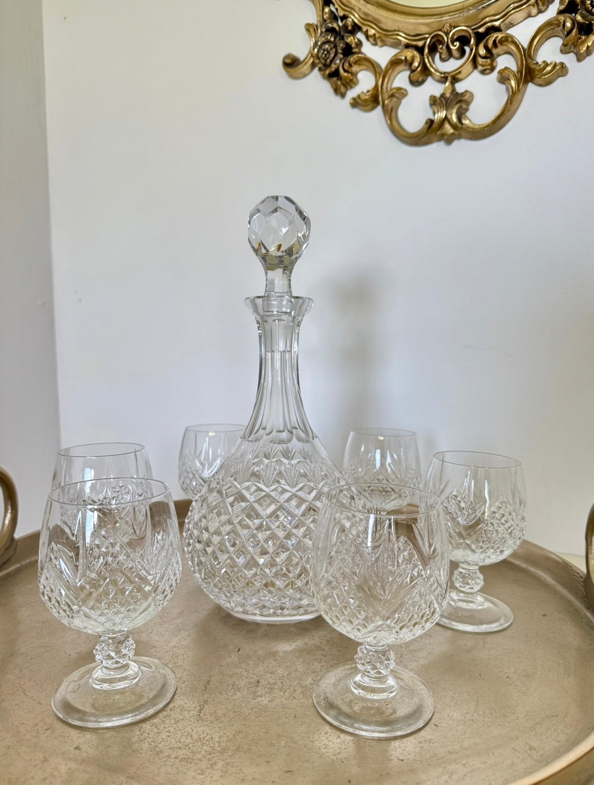 Karaf kristal met glazen, Antiek en Kunst, Ophalen