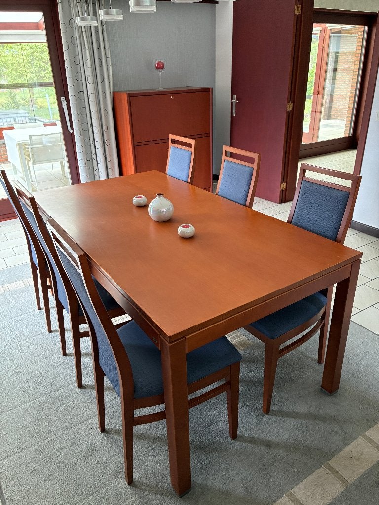 Complete eetkamer in kersenhout : topstaat & kwaliteit, Ophalen, Gebruikt, Warm kersenhout, 6 tot 8 stoelen