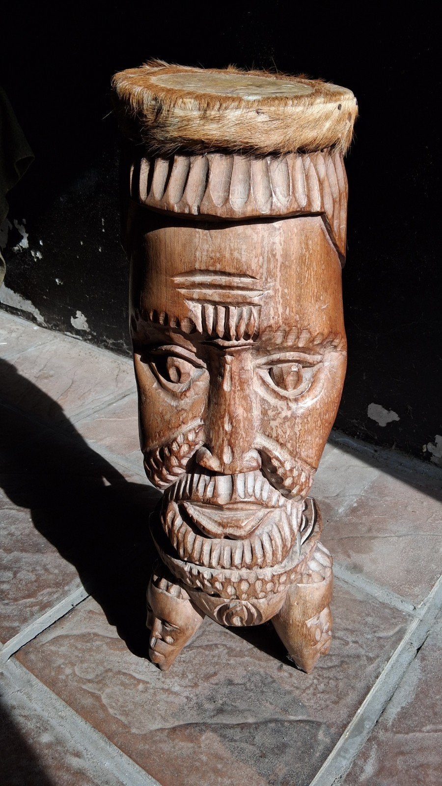 Etnische bijzet, tamtam handwerk., Autres styles, Bois, 50 - 100 cm, Enlèvement