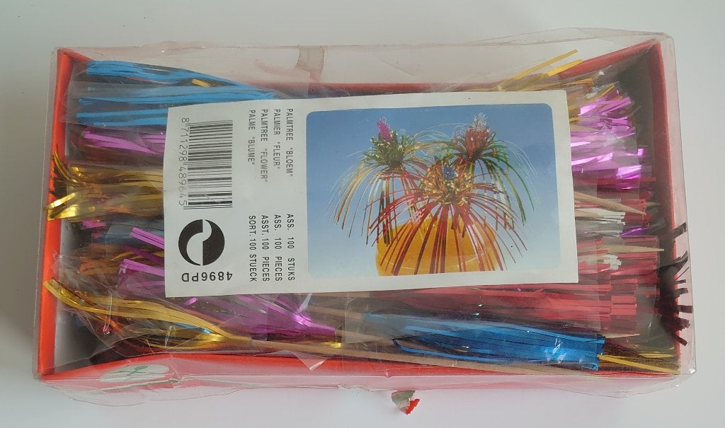 Glitter Palmtree "Bloem" Prikkers Cocktailprikkers, 100st, Verzenden, Nieuw, Overige typen