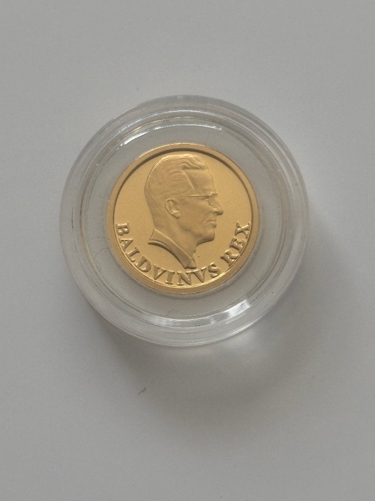 Monnaie or 14 K - Roi Baudouin - Avec certificat, Enlèvement ou Envoi, Or, Or