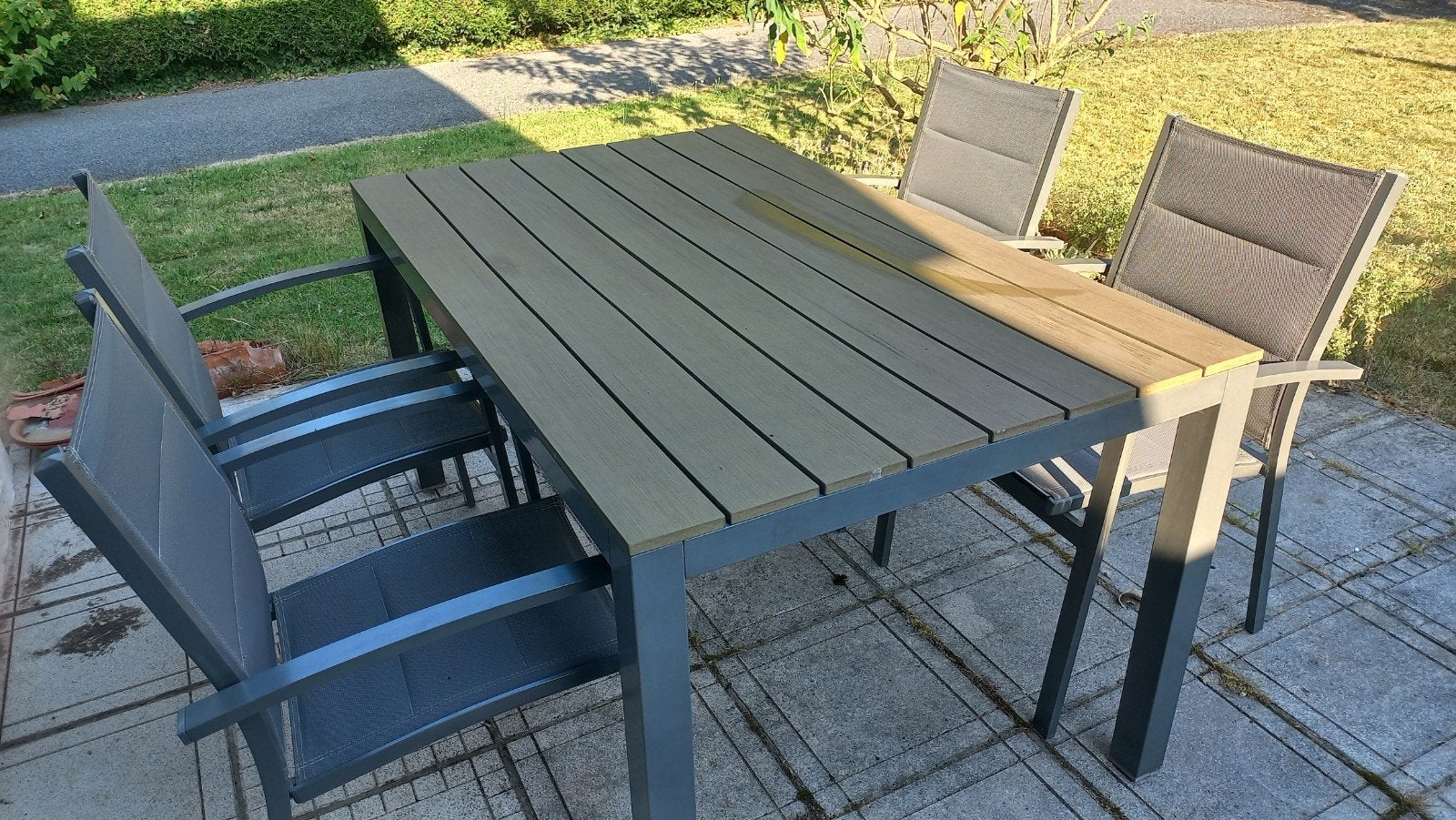 Tuinset, tafel met 4 stoelen, Tuin en Terras, Ophalen, Aluminium