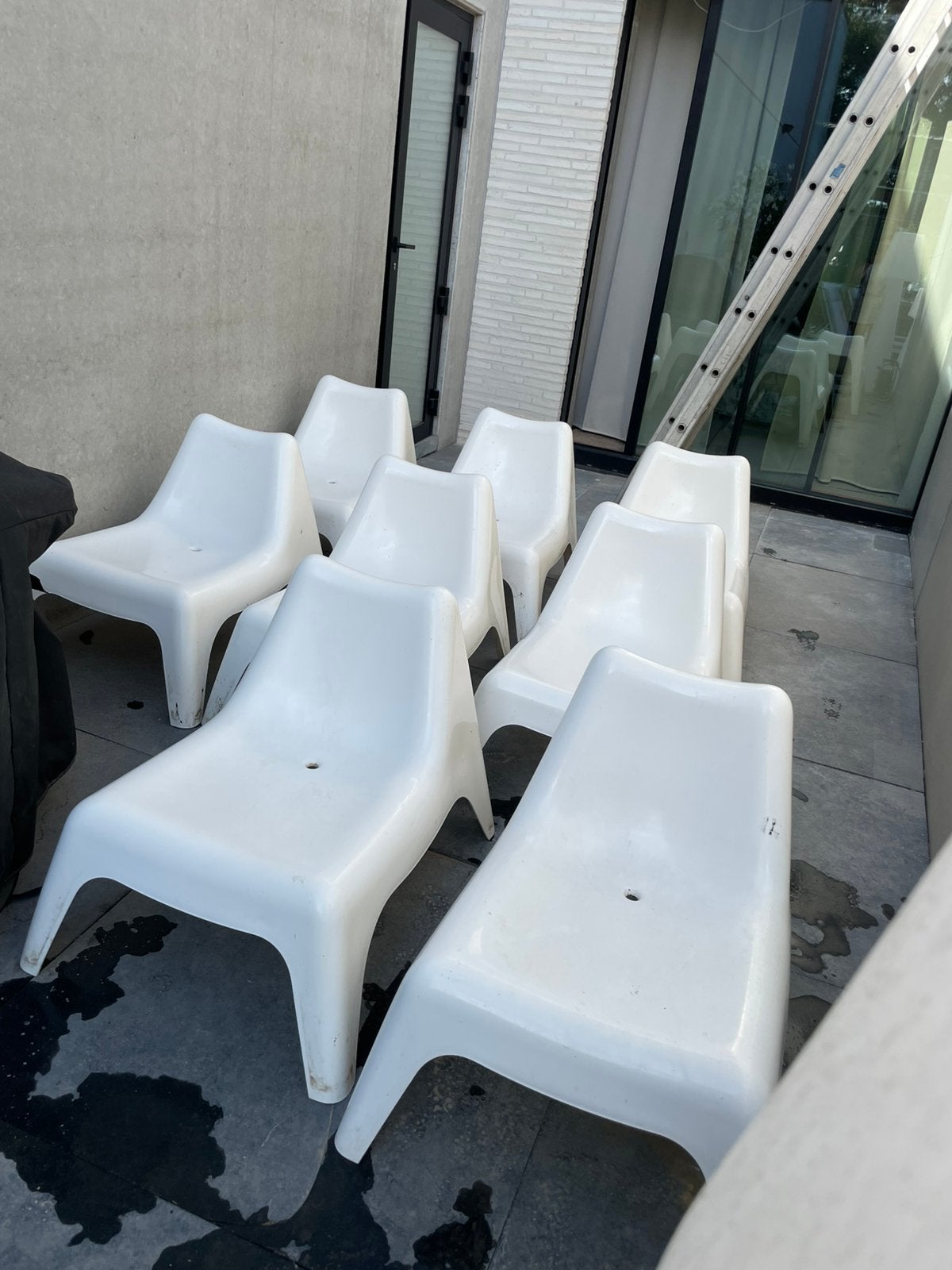 Chaises de jardin ikea en plastique blanc 8 pièces, Jardin & Terrasse, Enlèvement, Utilisé, Synthétique, Empilable