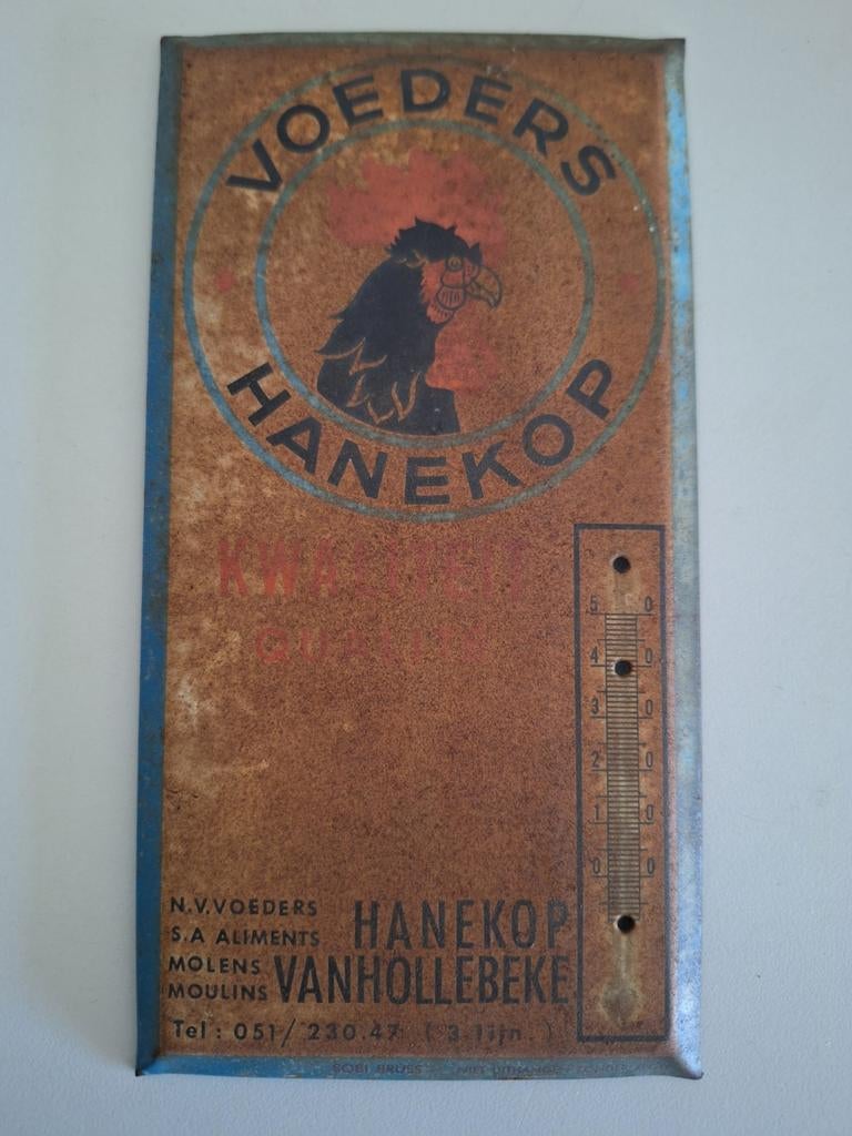 Voeders Hanekop Roeselare blikken bordje, Ophalen of Verzenden
