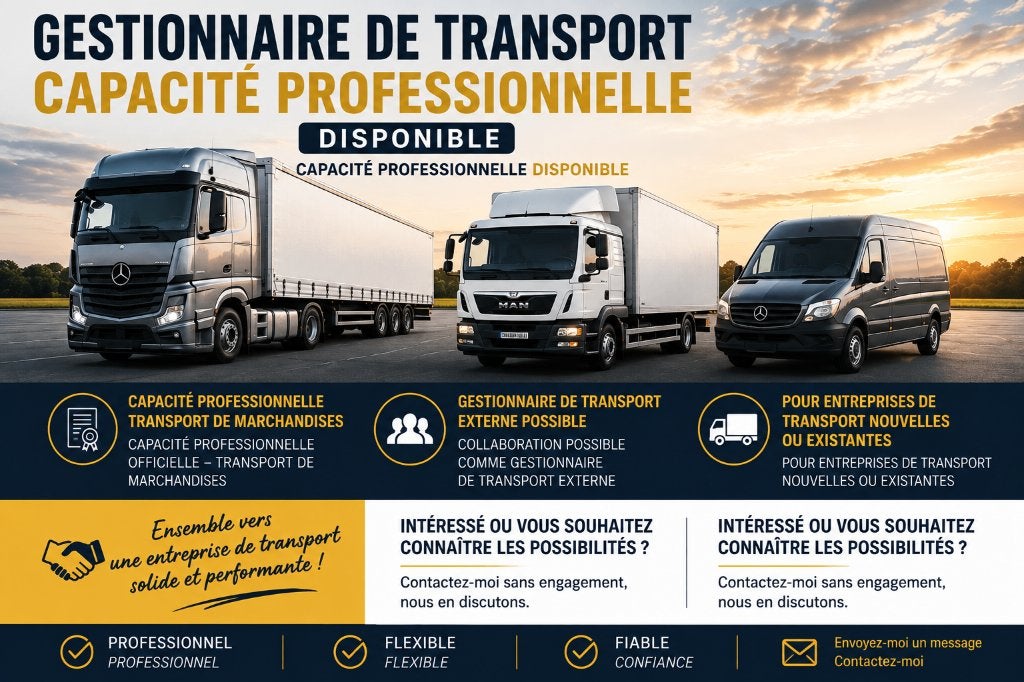 GESTIONNAIRE DE TRANSPORT / CAPACITÉ PROFESSIONNELLE DISPO