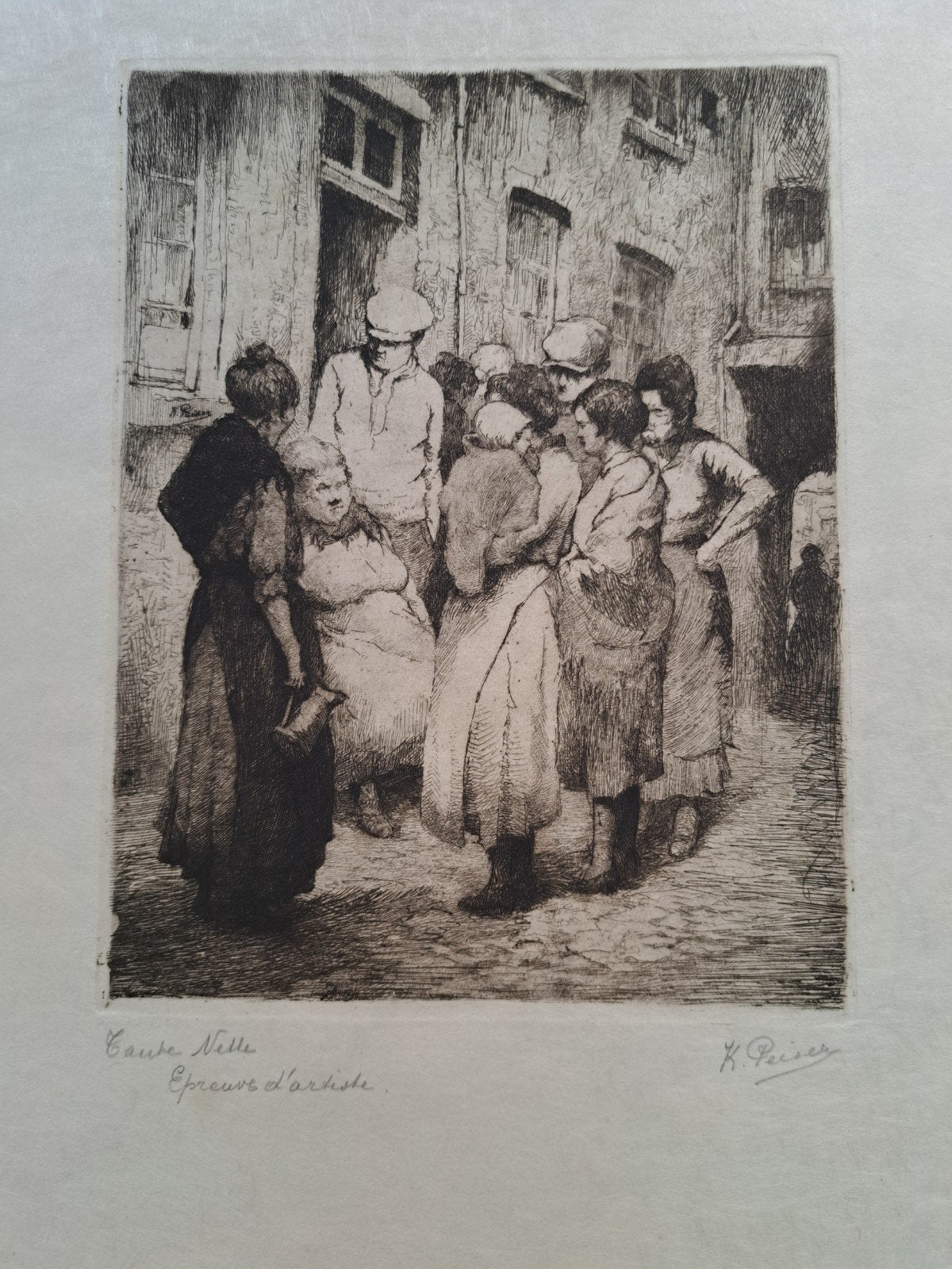PEISER Kurt " Tante Nelle" ets op Japans papier, Antiquités & Art, Art | Eaux-fortes & Gravures, Enlèvement ou Envoi, Eau-forte