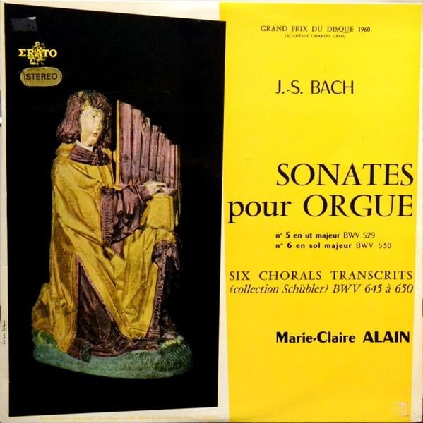 LP: J.S. Bach, Marie-Claire Alain ‎– Sonates Pour Orgu, Gebruikt, Overige typen, Ophalen of Verzenden, 12 inch