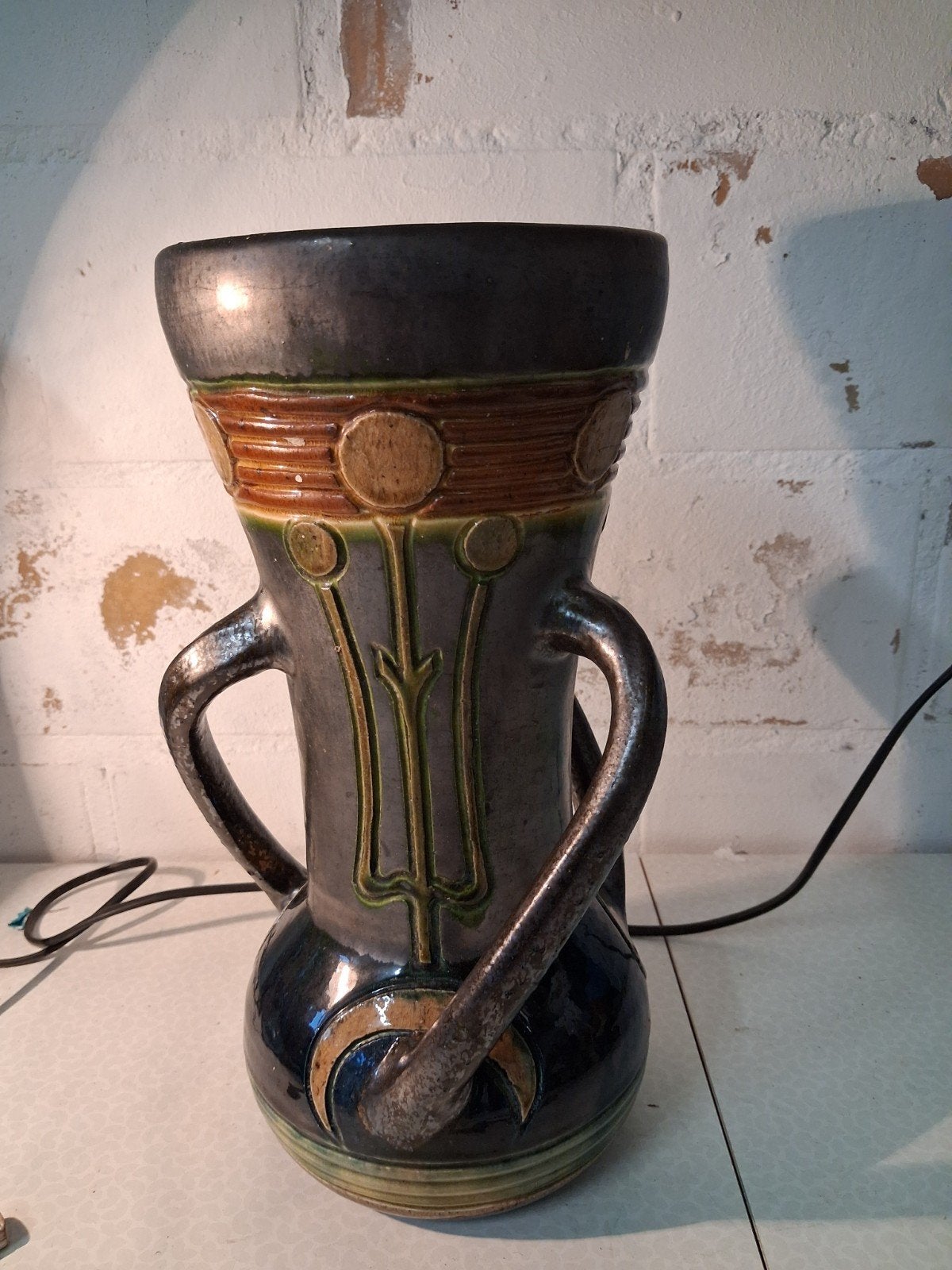 Vlaams aardewerk art nouveau vaas, Ophalen of Verzenden