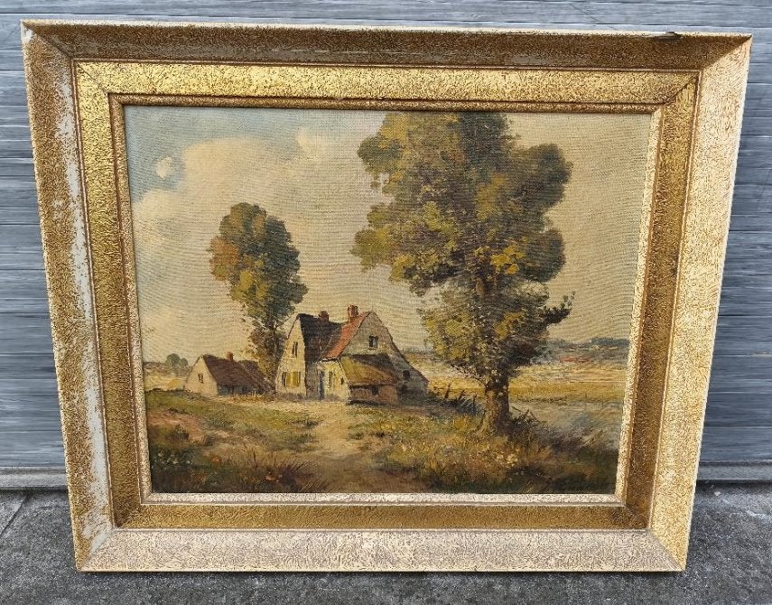 Huile sur toile signe Gustave pynaert, Antiek en Kunst, Ophalen of Verzenden, Doek