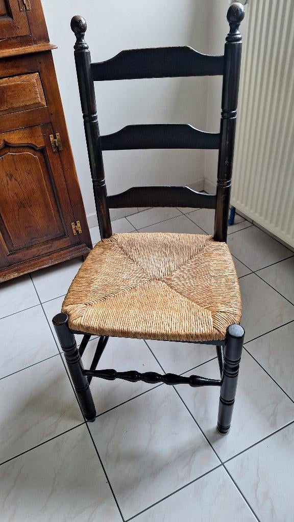 houten stoel met rieten zitvlak 4 stuks, Enlèvement, Utilisé, Bois, Quatre