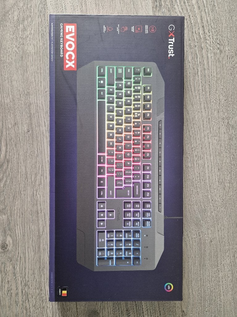 Clavier de jeu USB Trust Gaming Evocx (AZERTY), Comme neuf, Filaire, Pavé numérique, Enlèvement ou Envoi
