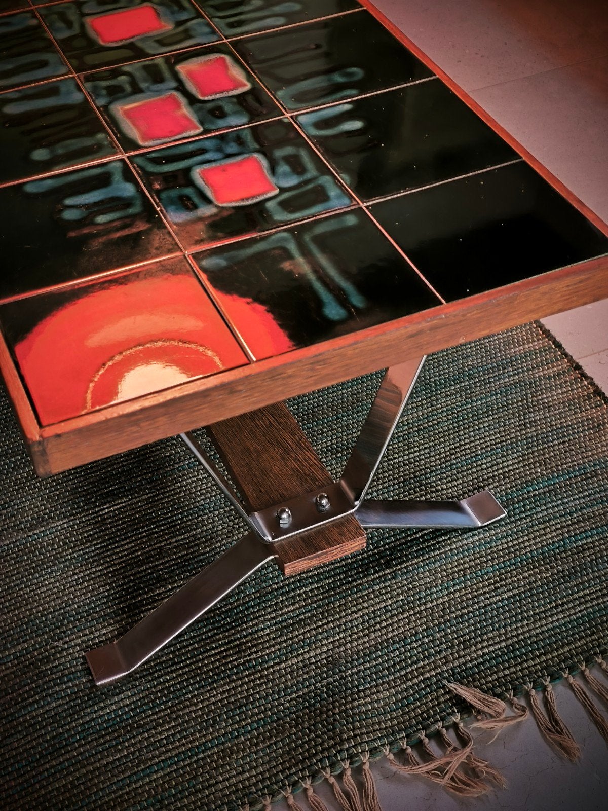 table basse céramique vintage style Belarti, Belgique 1970s, Enlèvement, Utilisé, Rectangulaire, Vintage