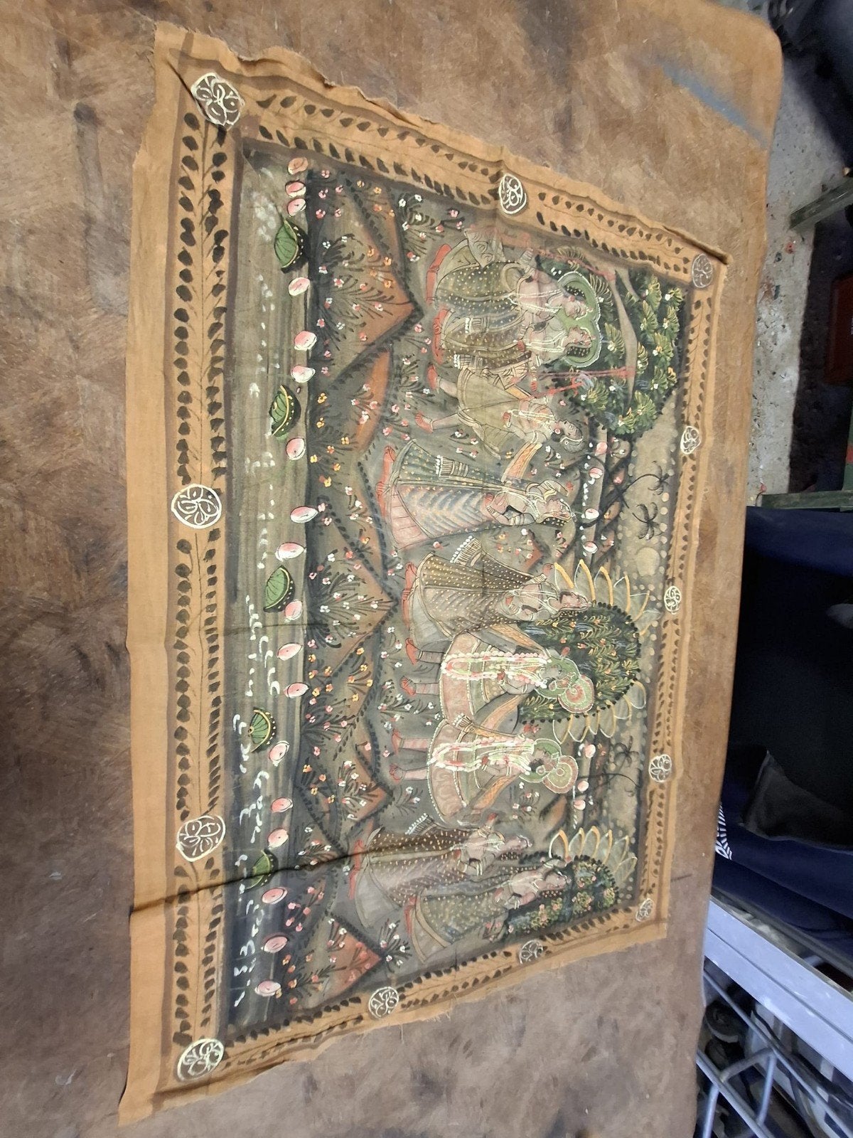 Toile vintage Pichwai - 54x75 - Peinte à la main - Inde, Enlèvement ou Envoi