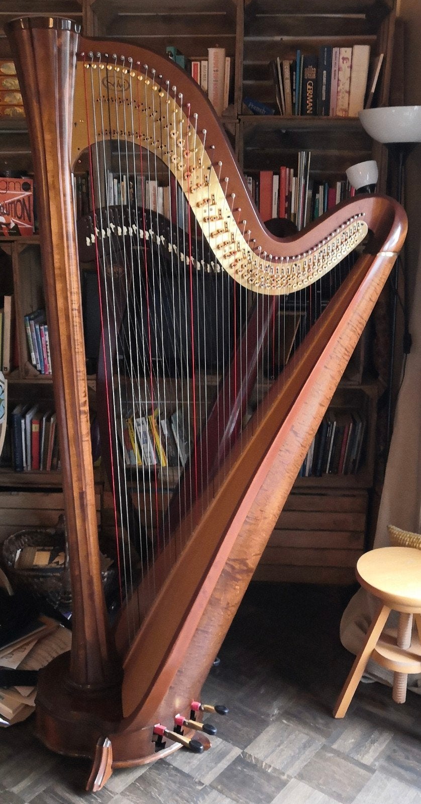 Salvi Aurora pedaalharp + transporthoes, Ophalen, Gebruikt