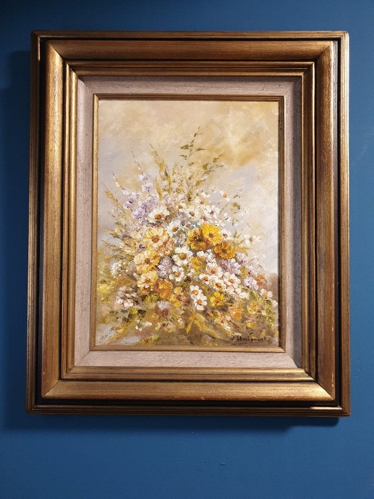 Prachtig vintage olieverfschilderij 50x60 cm., Peinture à l'huile, Enlèvement, Signé, Toile