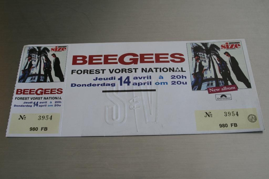 Bee Gees ongebruikt concertticket, Tickets en Kaartjes