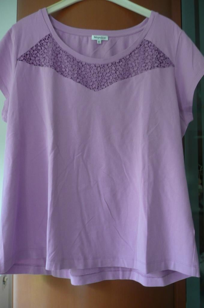 Lila bloesje met kant Mayerline (a251) GERESERVEERD, Kleding | Dames, Grote Maten, Mayerline, Paars, Zo goed als nieuw, Shirt of Top