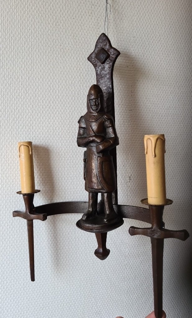 Croisé en métal bronzé de style néo-gothique applique murale, Enlèvement ou Envoi