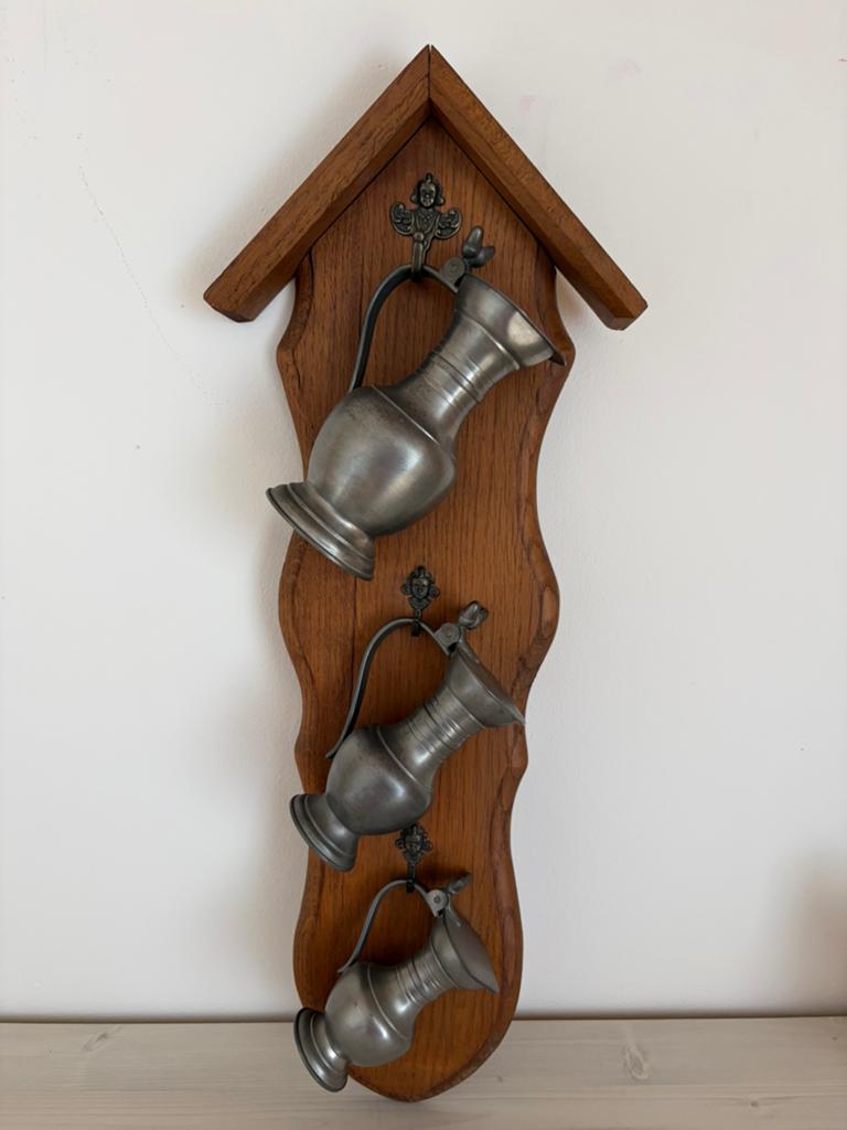 3 chope 92% étain sur bois a pentre , décoratif, Antiek en Kunst, Antiek | Woonaccessoires, Ophalen