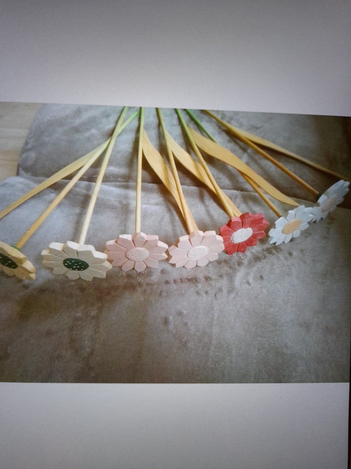 Fleurs en bois avec et sans feuille (7 pièces) de 35 cm, Huis en Inrichting, Ophalen of Verzenden, Gebruikt