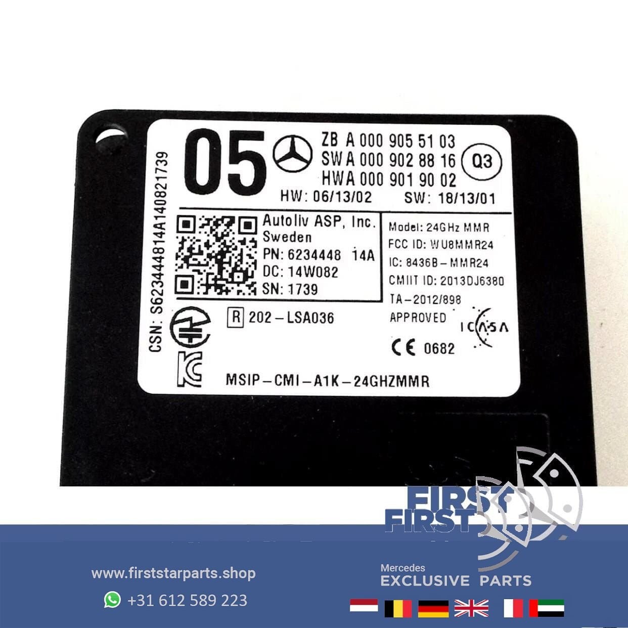 A0009055103 radar sensor Mercedes W176 W246 W117 W156 W166 W, Utilisé, -, -, Enlèvement ou Envoi
