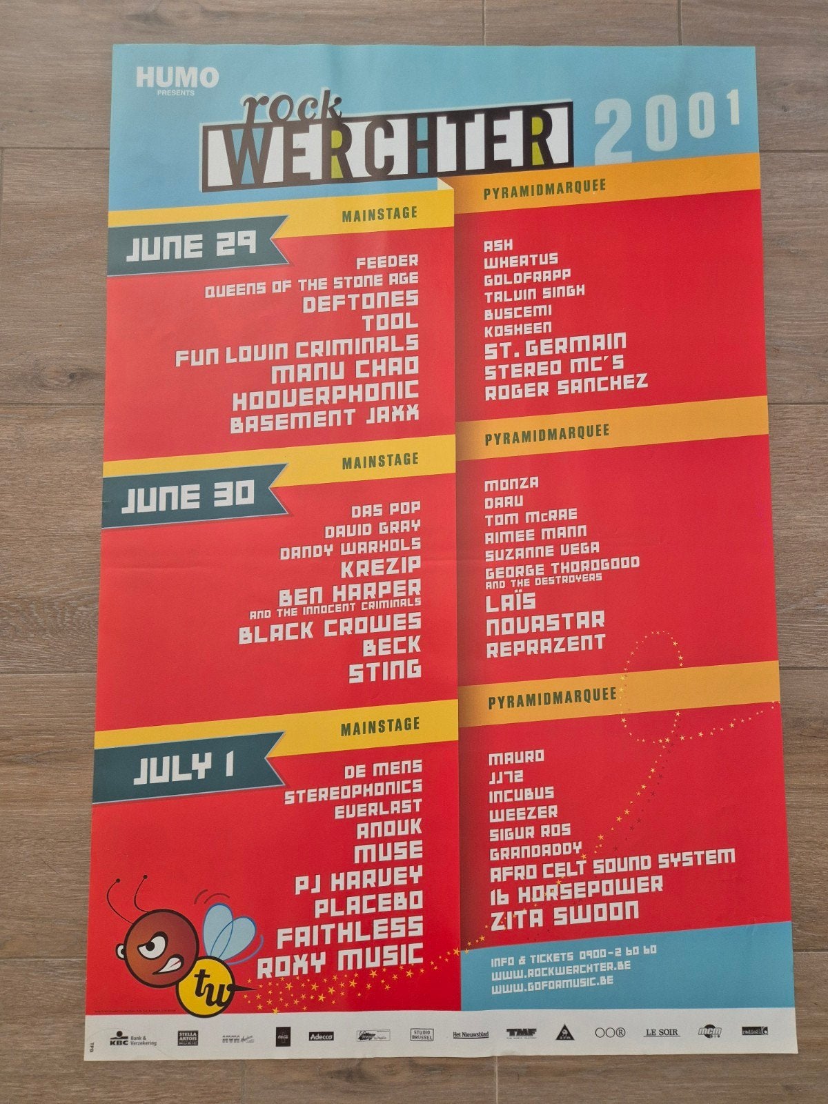Festivalposter Rock Werchter 2001, Verzamelen, Posters, Ophalen of Verzenden, Zo goed als nieuw, Muziek