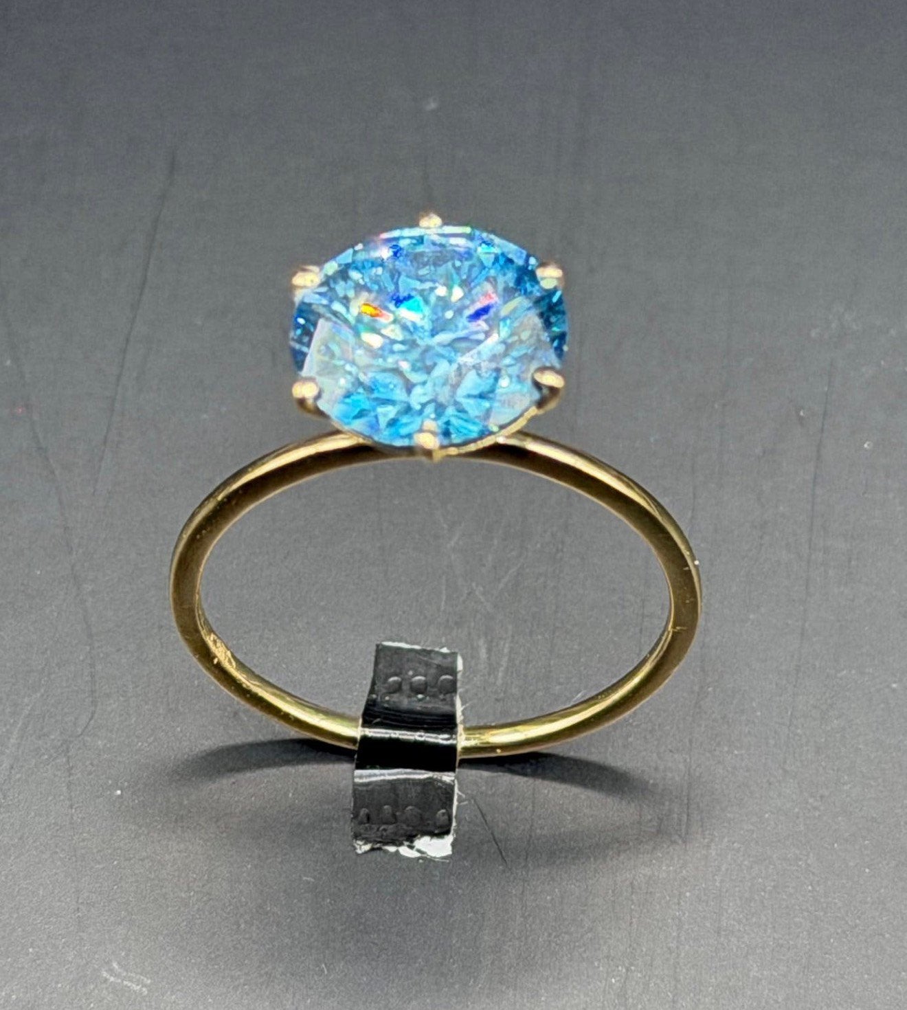 14K gouden verlovingsring 3.52ct blauwe diamant- maat 17,5mm, Nieuw, Ophalen of Verzenden, 17 tot 18, Met edelsteen