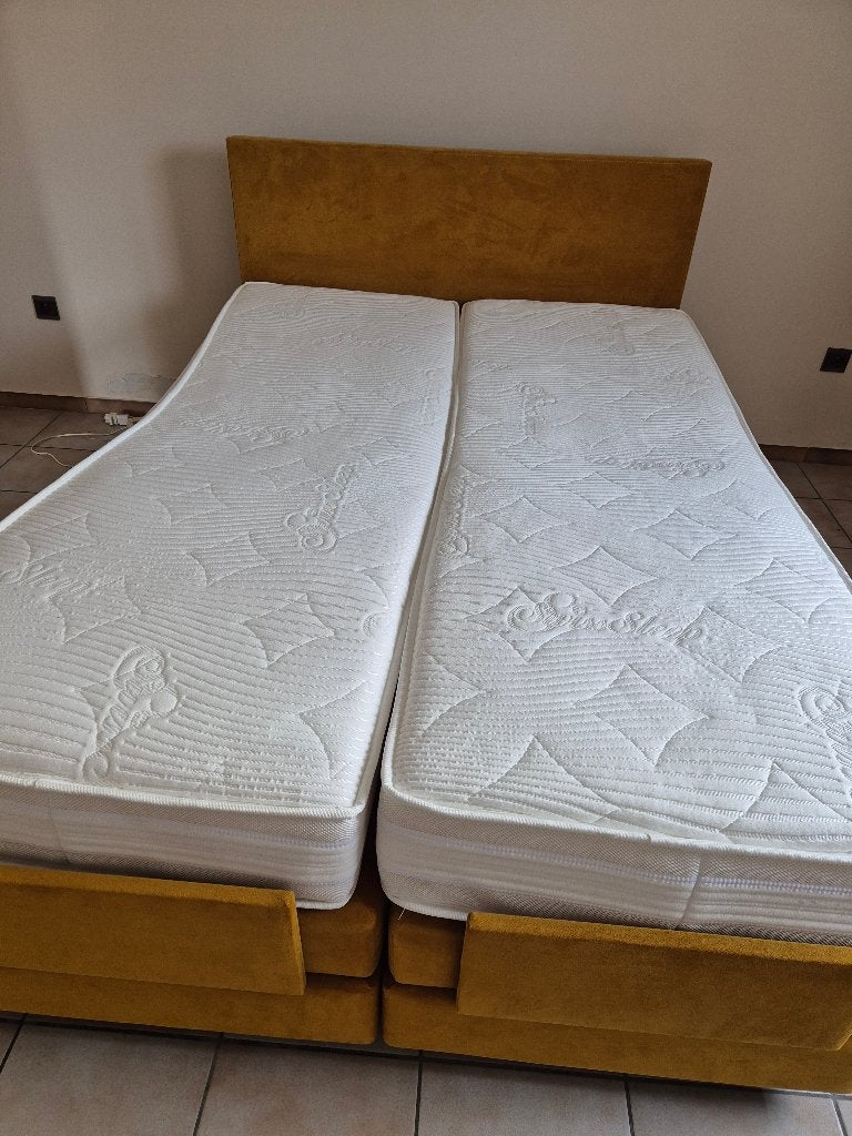 Boxspring, Maison & Meubles, Neuf, Jaune, Queen size, 140 cm