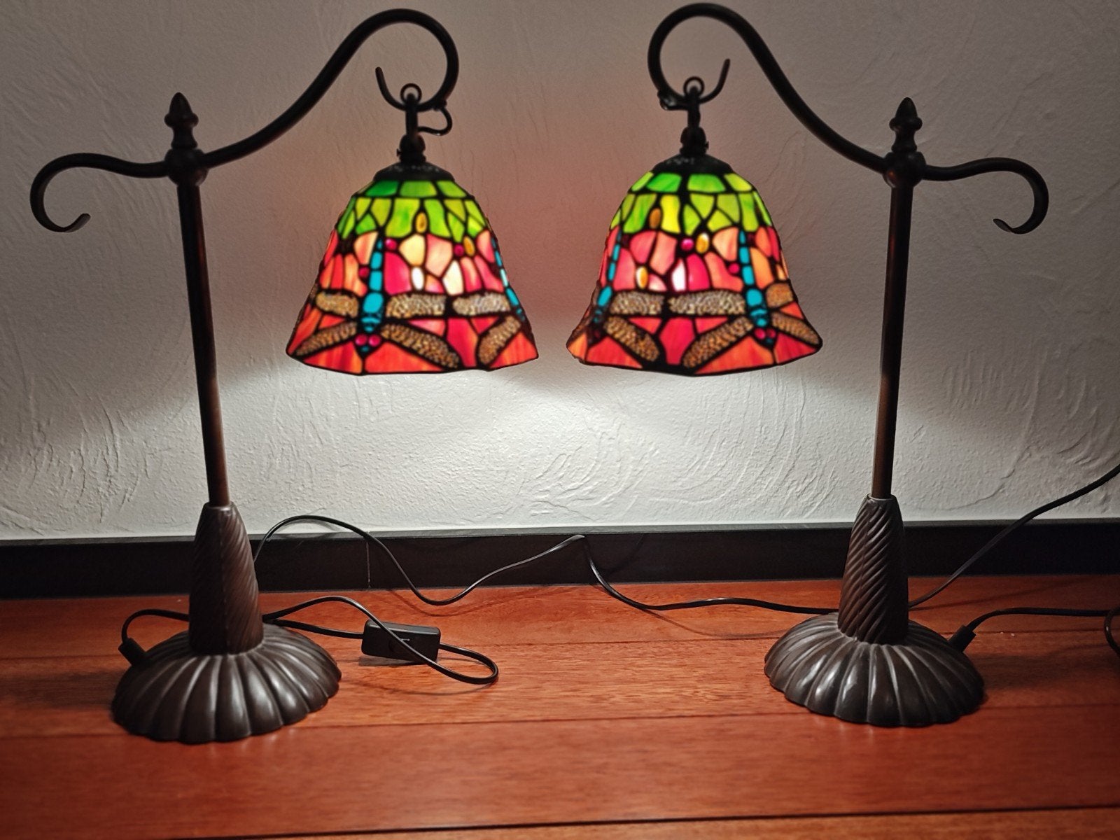 Tiffany-stijl Tafellampen – Libelle / Dragonfly, 48 cm, Comme neuf, Verre, Enlèvement