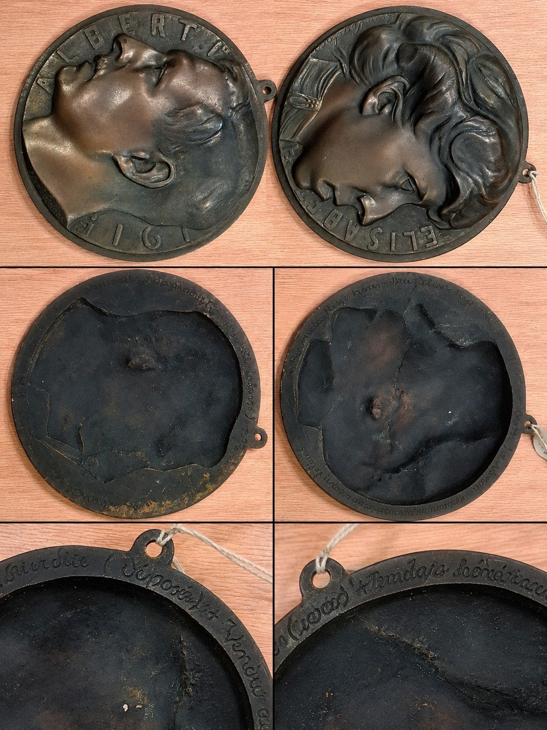bronzen plaquetten albert 1 + elisabeth, Collections, Enlèvement ou Envoi