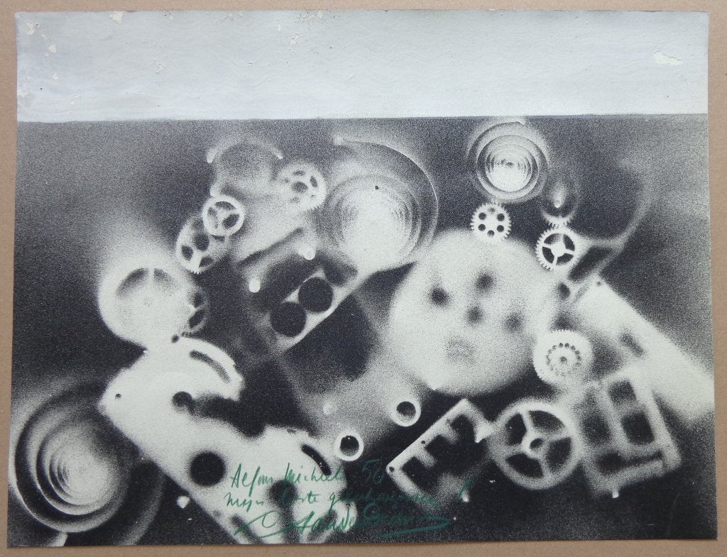 LUCIEN VAN DEN DRIESSCHE / TANDWIELEN ORIGINEEL 30x39cm SIG, Antiek en Kunst, Ophalen of Verzenden