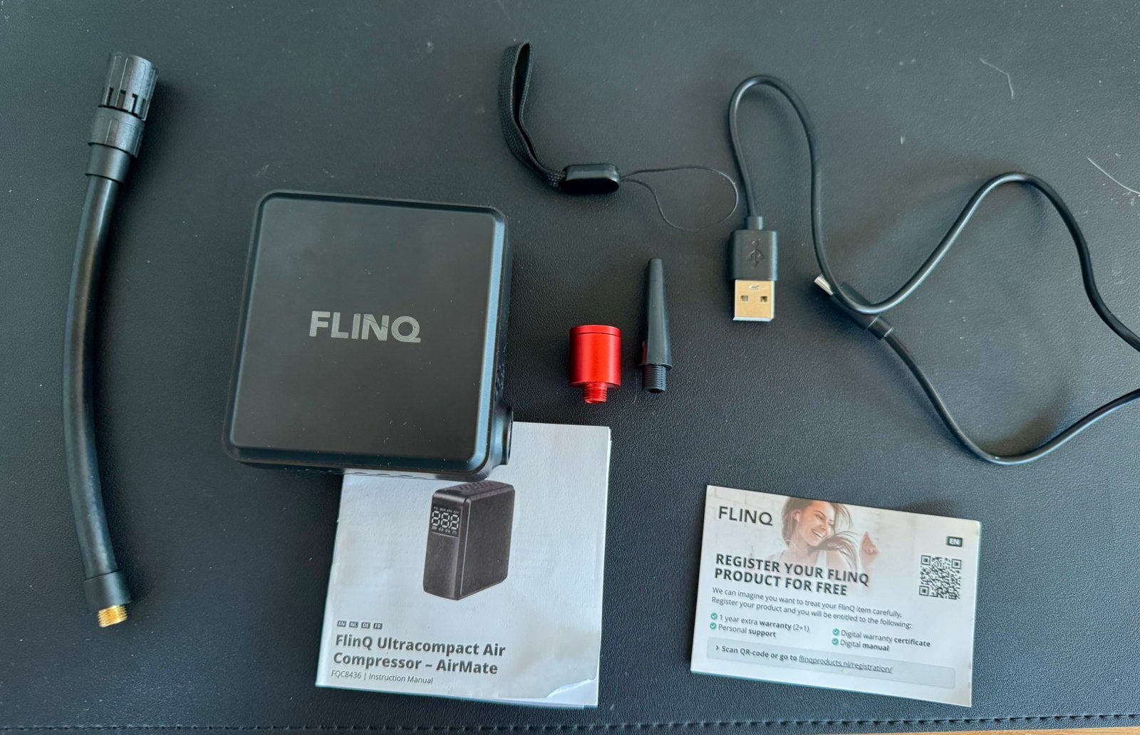 Flinq luchtcompressor Airmate, Fietsen en Brommers, Fietsaccessoires | Fietspompen, Zo goed als nieuw, Elektrisch, Ophalen of Verzenden